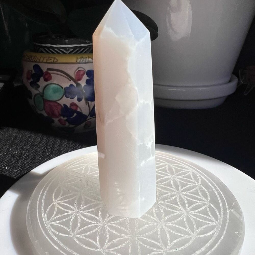 Milk Quartz Crystal Tower Meditation Stone - Picture 3 of 13
